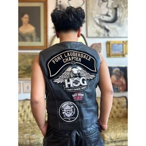 Vintage Ft. Lauderdale Hog Harley Davidson Genuine Leather Vest Ladies Size XL